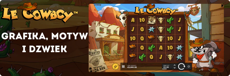 Automat Le Cowboy od Hacksaw Gaming: komiksowy motyw Dzikiego Zachodu z szopem-kowbojem i siatką 6x5